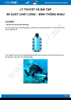 Tổng hợp lý thuyết và bài tập về Áp suất chất lỏng - Bình thông nhau môn Vật Lý 8 năm 2020