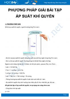 Phương pháp giải bài tập Áp suất khí quyển môn Vật Lý 8 năm 2020 - 2021