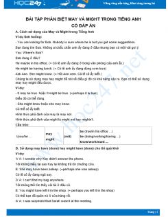 Bài tập phân biệt May và Might trong Tiếng Anh có đáp án