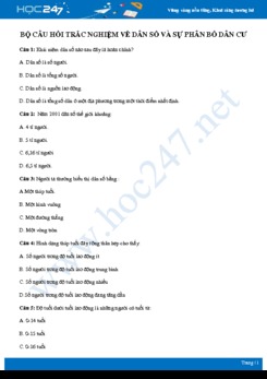 30 câu hỏi trắc nghiệm về Dân số và sự phân bố dân cư có đáp án môn Địa lí 7