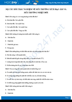 Bộ 30 câu hỏi ôn tập về môi trường xích đạo ẩm và môi trường nhiệt đới môn Địa lí 7