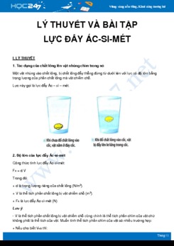 Tổng hợp lý thuyết và bài tập về Lực đẩy Ác-si-mét môn Vật Lý 8 năm 2020
