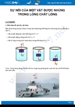 Chuyên đề Sự nổi của một vật được nhúng trong lòng chất lỏng môn Vật Lý 8