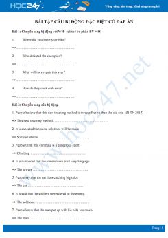 Bài tập câu bị động đặc biệt có đáp án