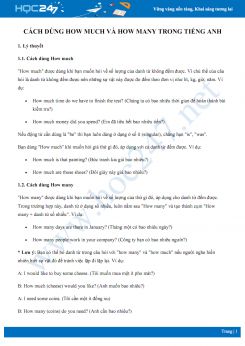 Cách dùng How much và How many trong Tiếng Anh