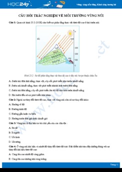 Bộ câu hỏi ôn tập về môi trường vùng núi có đáp án môn Địa lí 7