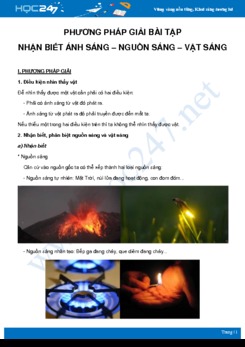 Phương pháp giải bài tập Nhận biết ánh sáng - Nguồn sáng và Vật sáng môn Vật Lý 7