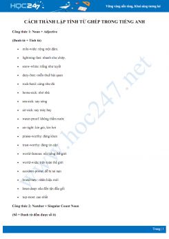 Cách thành lập tính từ ghép trong Tiếng Anh