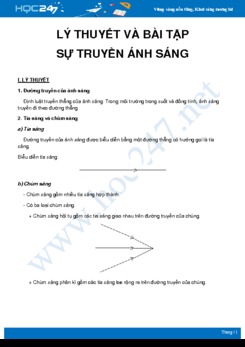 Tổng hợp lý thuyết và bài tập về Sự truyền ánh sáng môn Vật Lý 7