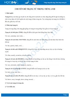 Chuyên đề trạng từ trong Tiếng Anh