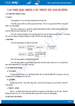 Lý thuyết và bài tập ôn tập Vai trò, đặc điểm và các nhân tố ảnh hưởng đến công nghiệp  Địa lí 10
