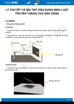 Tổng hợp lý thuyết và bài tập Ứng dụng định luật truyền thẳng của ánh sáng môn Vật Lý 7