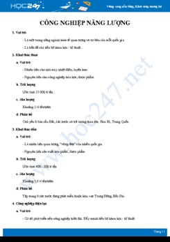 Lý thuyết và bài tập ôn tập Các đặc điểm của ngành công nghiệp năng lượng Địa lí 10