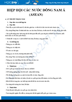 Lý thuyết và bài tập ôn tập Hiệp hội các nước Đông Nam Á Địa lí 11