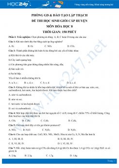 Đề thi học sinh giỏi môn Hóa học 8- Phòng GD & ĐT Lập Thạch có đáp án