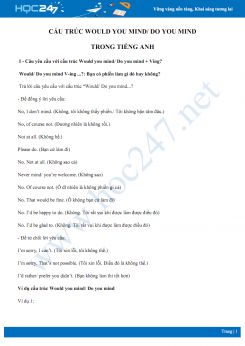 Cấu trúc Would you mind/ Do you mind trong Tiếng Anh
