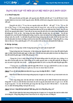 Lý thuyết và bài tập ôn tập dạng bài tập về Mối quan hệ nhân quả đơn giản Địa lí 10