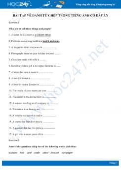 Bài tập về danh từ ghép trong Tiếng Anh có đáp án