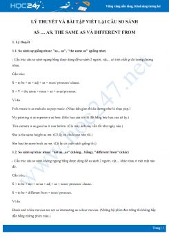 Lý thuyết và bài tập viết lại câu so sánh as … as; the same as và different from