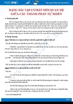 Phương pháp giải Các dạng bài tập cơ bản về mối quan hệ giữa các thành phần tự nhiên Địa lí 10