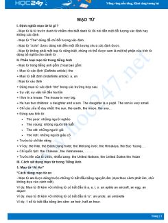 Tài liệu ôn thi THPT Quốc gia Mạo từ