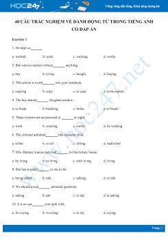 40 câu trắc nghiệm về danh động từ trong Tiếng Anh có đáp án