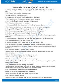 17 nguyên tắc khi chia động từ