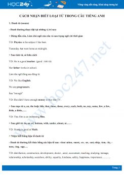 Cách nhận biết loại từ trong câu Tiếng Anh