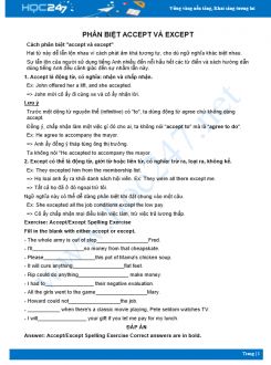 Bài tập phân biệt accept và except