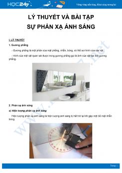 Tổng hợp lý thuyết và bài tập về Sự phản xạ ánh sáng môn Vật Lý 7