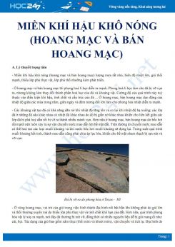 Tổng ôn Đặc điểm của Miền khí hậu khô nóng tác động đến địa hình Địa lí 10