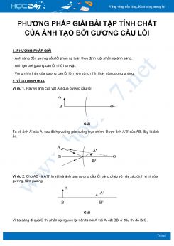 Phương pháp giải bài tập về Tính chất của ảnh tạo bởi gương cầu lồi môn Vật Lý 7