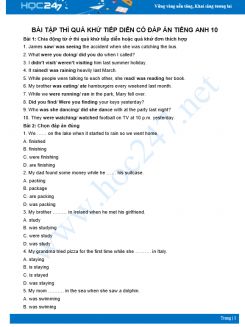 Tổng hợp bài tập thì quá khứ tiếp diễn có đáp án Tiếng Anh 10