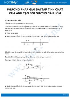 Phương pháp giải bài tập về Tính chất của ảnh tạo bởi gương cầu lõm môn Vật Lý 7