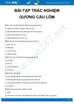 27 bài tập trắc nghiệm ôn tập về Gương cầu lõm môn Vật Lý 7 có đáp án