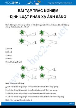 21 bài tập trắc nghiệm về Định luật phản xạ ánh sáng môn Vật Lý 7 có đáp án