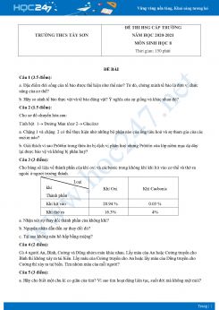 Đề thi chọn HSG cấp trường môn Sinh học 8 năm 2020 Trường THCS Tây Sơn có đáp án