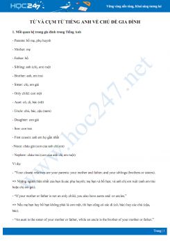 Từ và cụm từ Tiếng Anh về chủ đề gia đình