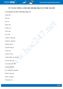Từ vựng Tiếng Anh chủ đề bộ phận cơ thể người