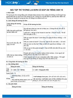 Tổng hợp bài tập thì tương lai đơn có đáp án Tiếng Anh 10