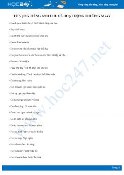 Từ vựng Tiếng Anh chủ đề hoạt động thường ngày