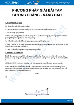 Phương pháp giải bài tập về Gương phẳng - Nâng cao môn Vật Lý 7