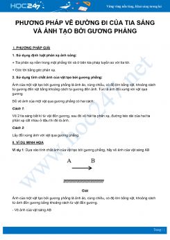 Phương pháp Vẽ đường đi của tia sáng và ảnh tạo bởi gương phẳng môn Vật Lý 7