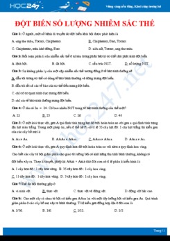 34 Câu hỏi trắc nghiệm ôn tập Đột biến số lượng nhiễm sắc thể Sinh học 12 có đáp án