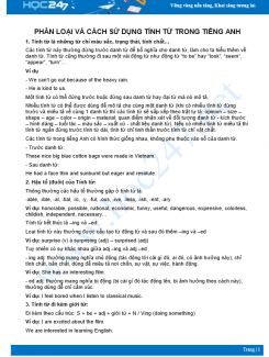 Phân loại và cách sử dụng tính từ trong Tiếng Anh