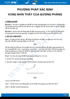 Phương pháp giải bài tập Xác định vùng nhìn thấy của gương phẳng môn Vật Lý 7