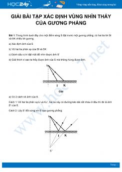Hướng dẫn giải dạng bài tập Xác định vùng nhìn thấy của gương phẳng môn Vật Lý 7