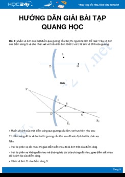 Hướng dẫn giải chi tiết một số bài tập Quang học chọn lọc môn Vật Lý 7