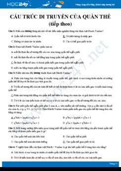Bài tập trắc nghiệm ôn tập Cấu trúc di truyền của quần thể giao phối Sinh học 12 có đáp án