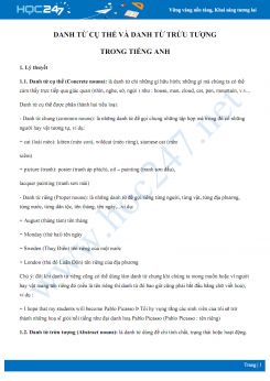 Danh từ cụ thể và danh từ trừu tượng trong Tiếng Anh